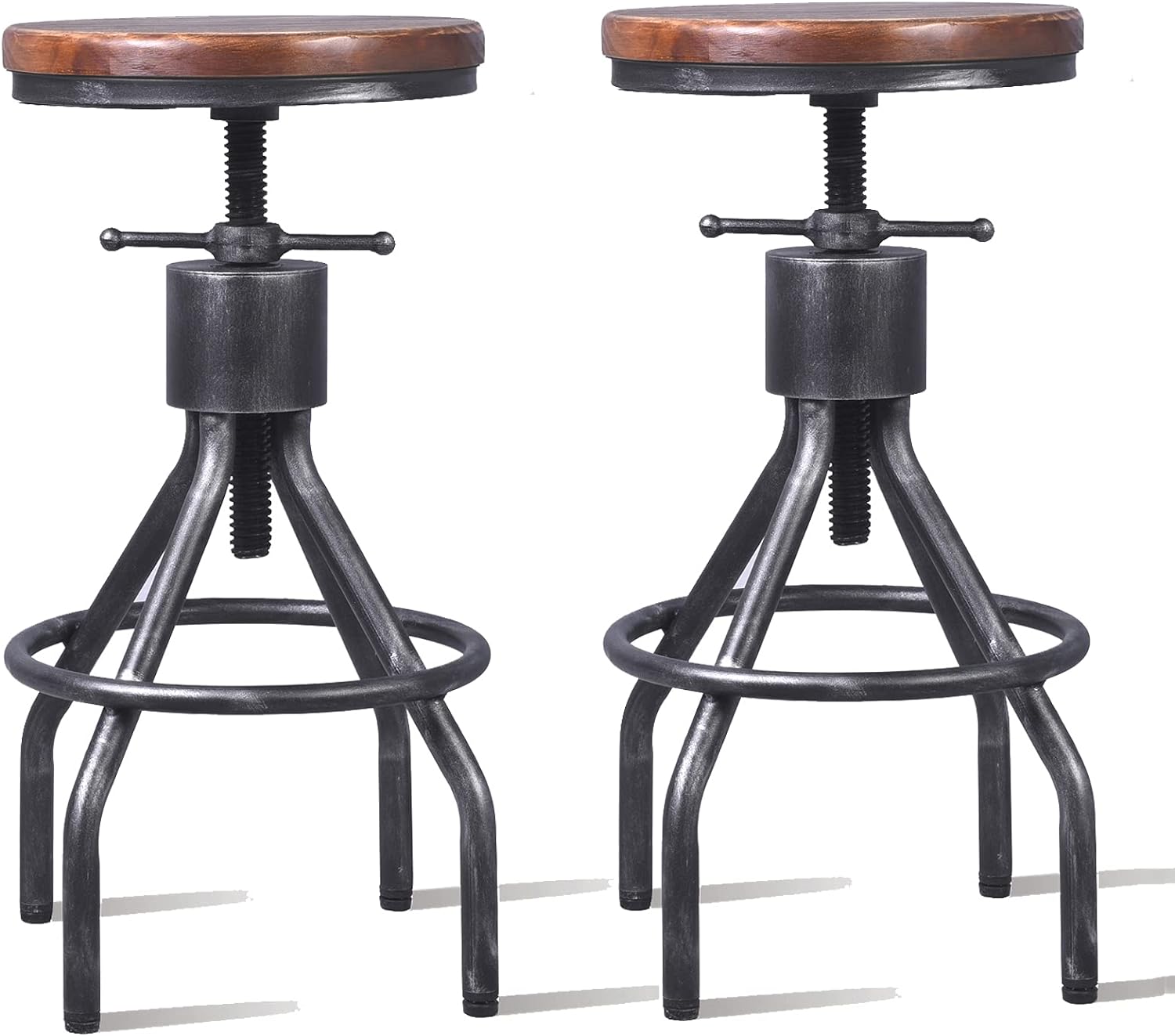 LOKKHAN 2-Pack Industrial Bar Stools, Adjustable Vintage Design