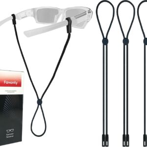 Favanty Glasses Strap, 3-Pack Black Eyeglass Holder