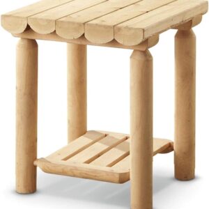 CASTLECREEK Cedar Log Side Table, Rustic Unfinished Wood End Table