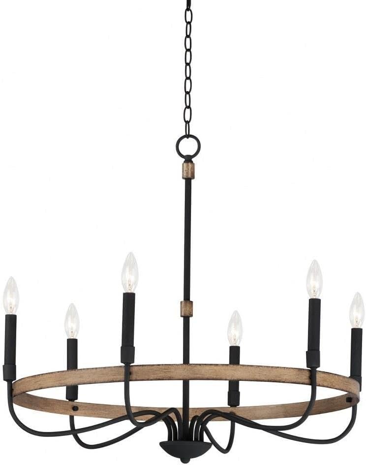 Maxim Franklin 6-Light Chandelier - Driftwood & Black