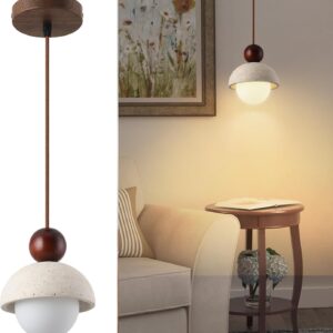 Natural Travertine Mini Japandi Pendant Light (5.9in)