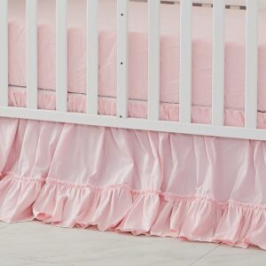 Brandream Boho Chic Crib Bed Skirt, Blush Pink Cotton