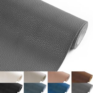 Premium Faux Leather Fabric, 1 Yard Grey