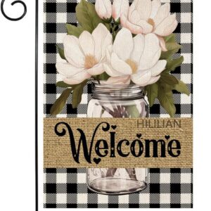 Magnolias Garden Flag 12x18" Buffalo Plaid Outdoor Flag