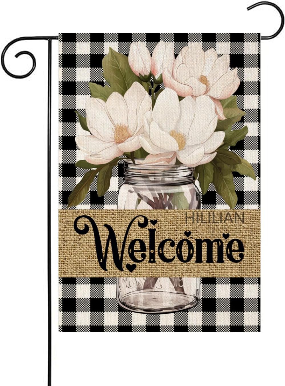 Magnolias Garden Flag 12x18" Buffalo Plaid Outdoor Flag