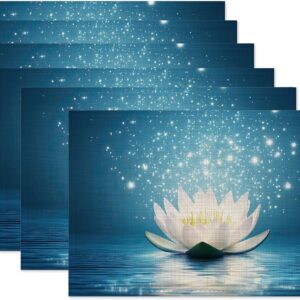 Masarua Water Lily Placemats - Set of 6, Waterproof & Heat Resistant