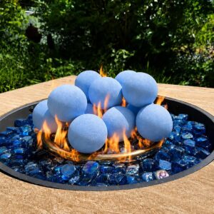 Blue Ridge Ceramic Fire Balls for Fire Pits - 15 Pack - Blue