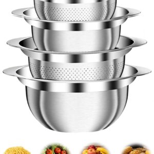 HAPPYER 4-Piece Stainless Steel Colander Set