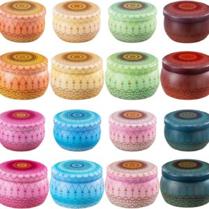 Domivirgo Candle Tins Set – 16pcs, 8 Designs, Eco-Friendly Tinplate