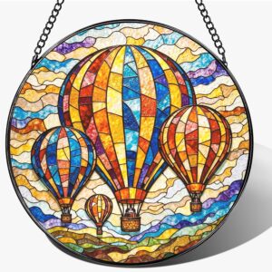Hot Air Balloon Stained Glass Sun Catcher 7.8"