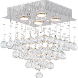 CWI Lighting 4-Light Chrome Crystal Flush Mount