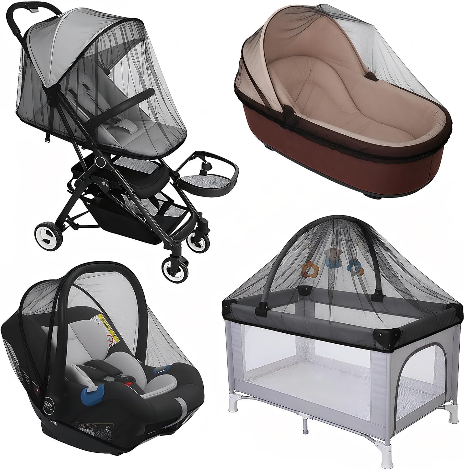 2 Pcs Baby Mosquito Net for Stroller Travel Gear