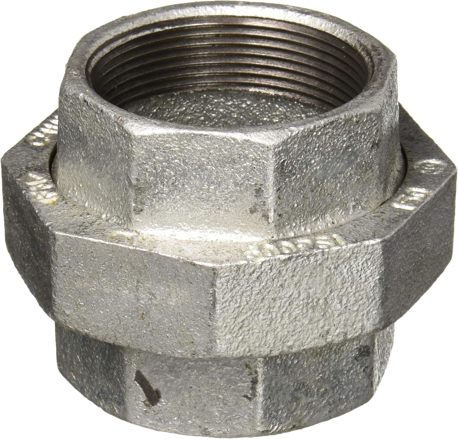 2in Galvanized Pipe Union, 150 PSI, Malleable Iron