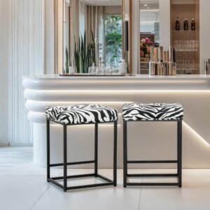 MAISON ARTS Zebra Bar Stools Set of 2 - Counter Height - Modern Kitchen Stools