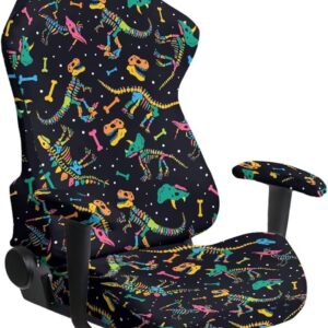 Rainbow Dinosaur Gaming Chair Covers – 4Pc Set