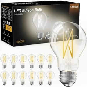 dalattin 12-Pack Vintage LED Edison Bulbs, Dimmable 60W Equiv