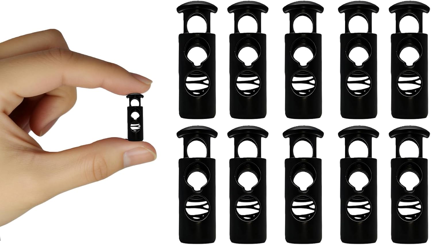 JIJI&ZEZE 10pcs Metal Cord Locks Double Hole Spring Stoppers