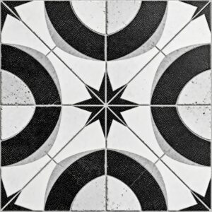 IVN 10pc Black & White Geometric Peel & Stick Floor Tiles