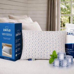 ZAYLO Cooling Bamboo Gel Memory Foam Pillow - Queen