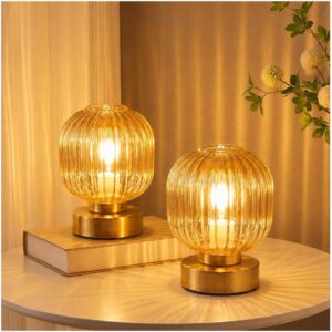 Elenhome Glass Table Lamp Set – 2 Lamps, 3-Way Dimmable