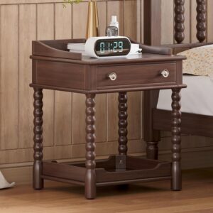 Walnut Nightstand Set, Spindle Legs, 2-Pack