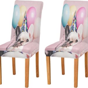 ALAZA Chair Covers – French Bulldog Party Set, 2-Pack