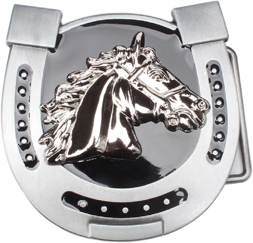 Antique Horse Head Horseshoe Belt Buckle