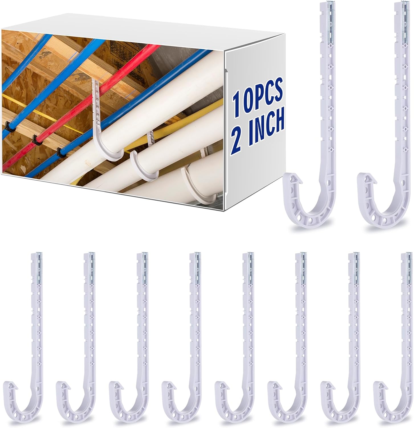 Novabright 10-Pc 2in Pipe Hanger J-Hook Kit