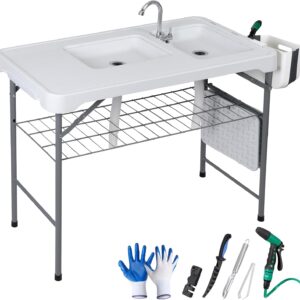 Nouva Folding Fish Cleaning Table 42.5" Outdoor Sink
