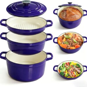AHJ 4-Pc Enameled Cast Iron Dutch Oven Set - Blue