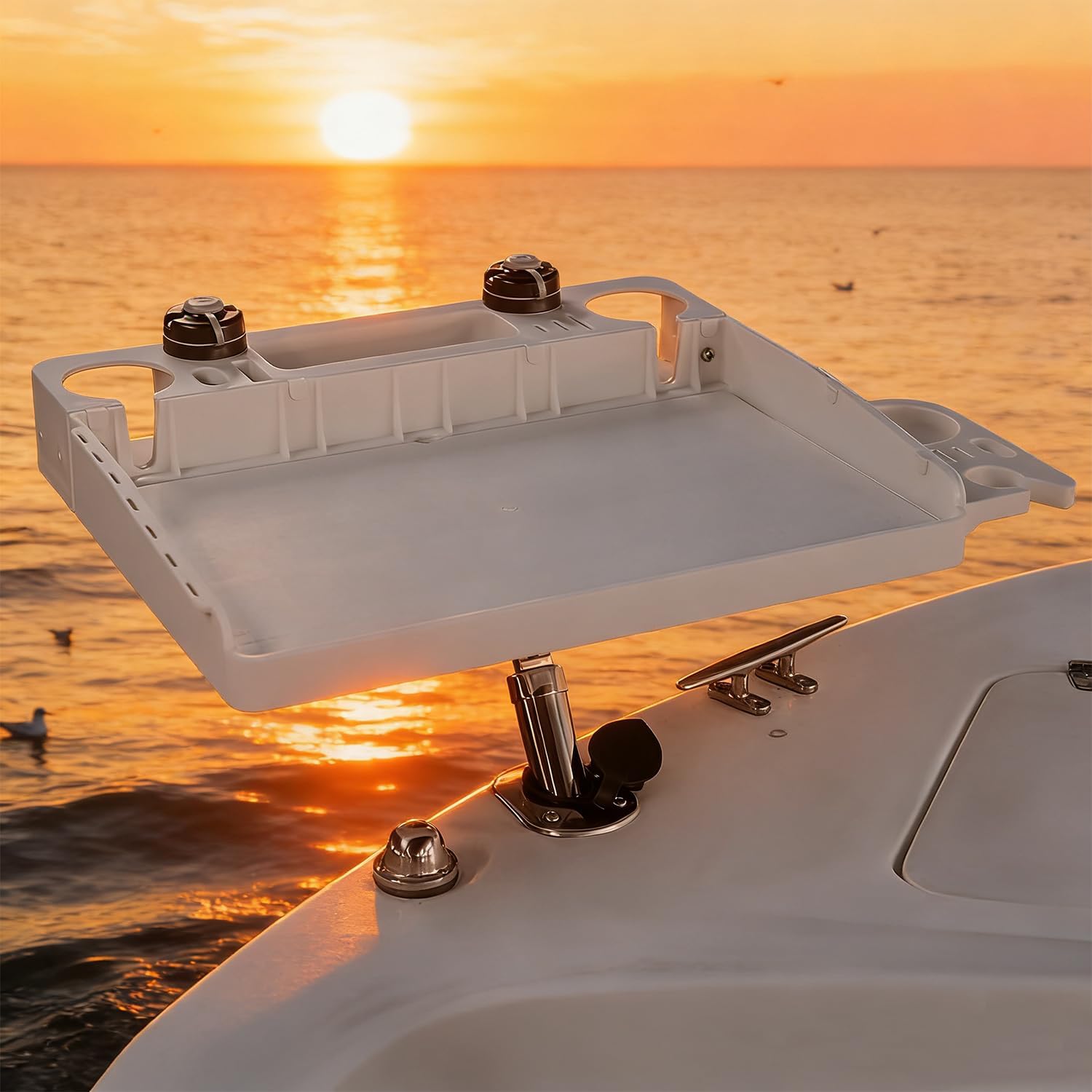 HITORHIKE Boat Cutting Board with Rod Holder & 360° Rotation