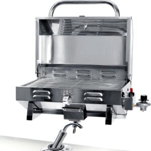 Boat Grill with Rod Holder Mount, Marine Gas BBQ