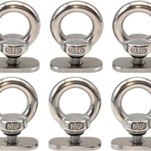 6-Pack Kayak Track Mount Eyelets, Stainless Steel