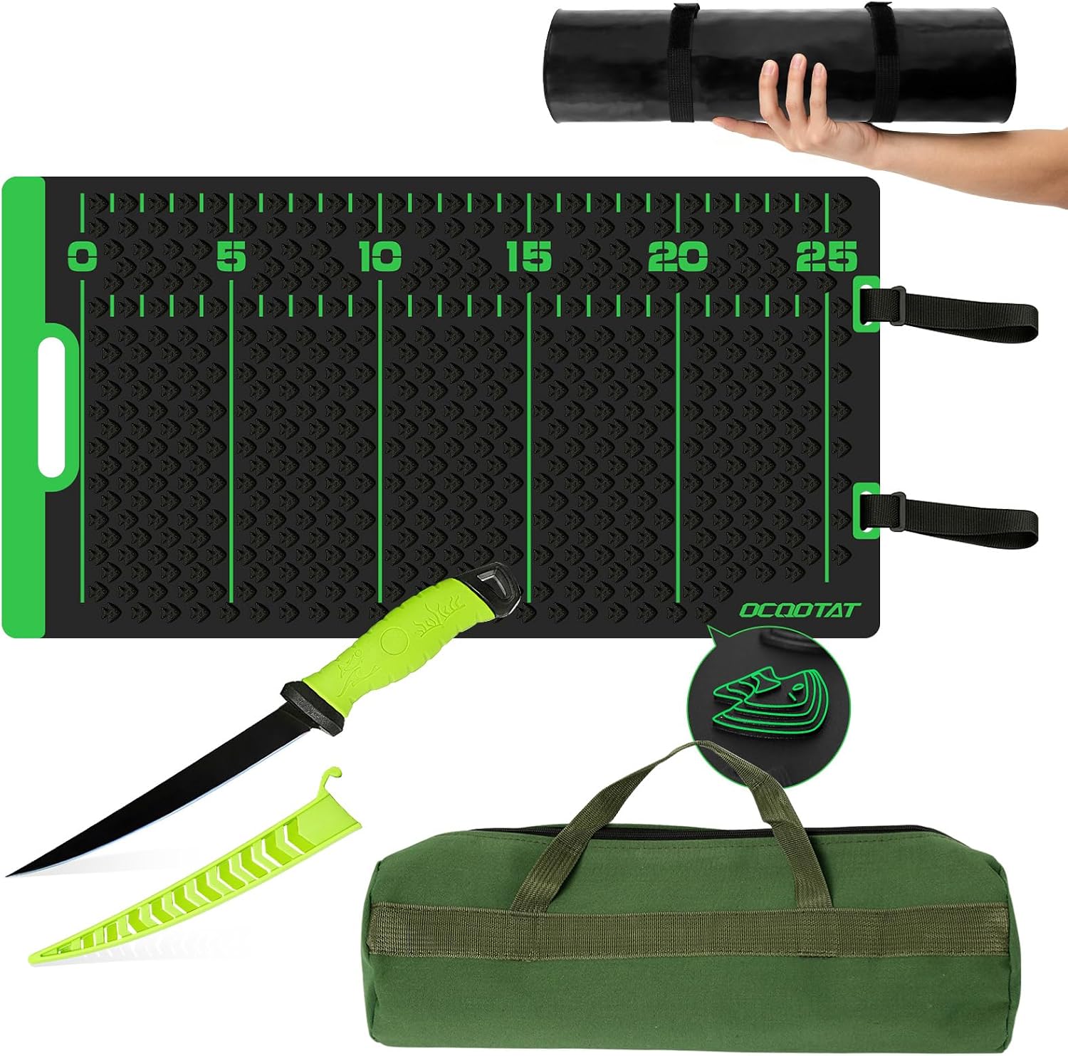 OCQOTAT Fish Fillet Mat Kit with Ruler & Knife