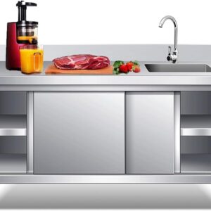 Premium Stainless Steel Utility Sink w/ Cabinet & Workbench