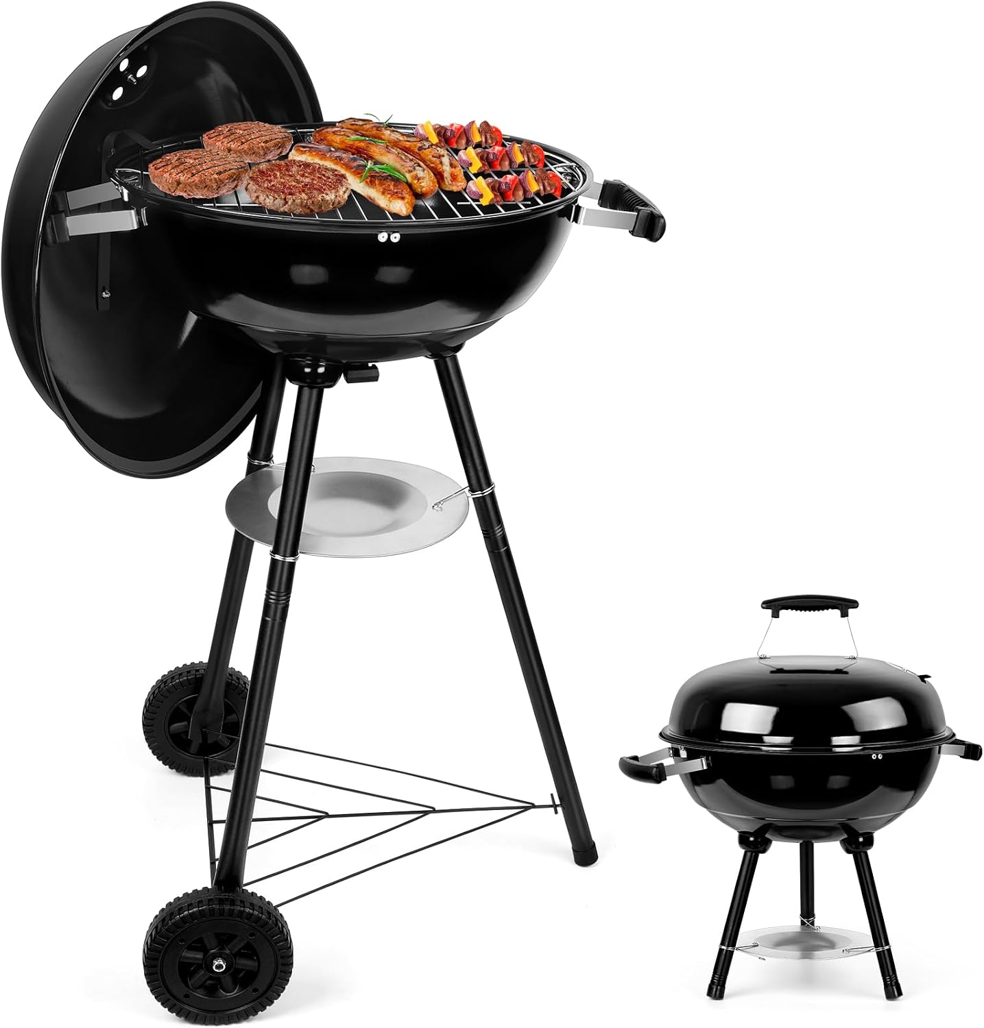 Joyfair 18" Charcoal Grill – Portable BBQ Smoker with Wheels