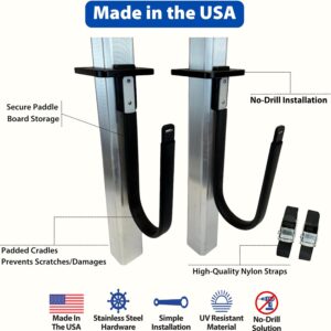 Paddle Board Dock Rack – No Drill Mount – UV Resistant – USA Made