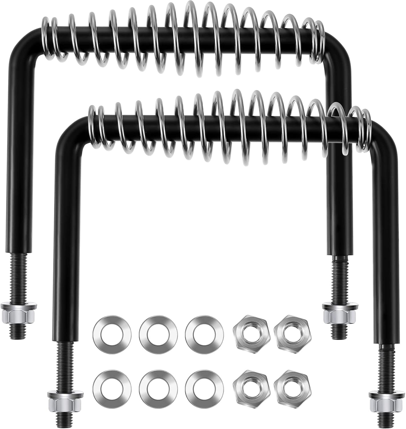 Dunzy BBQ Grill Spring Handles, Steel, 6in, Black