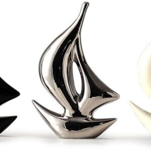 ELEGANTZ Sailboat Ceramic Statues – Modern Home Decor