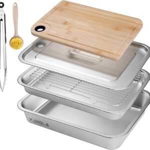 Stainless Steel BBQ Prep Trays & Grill Accessory Set