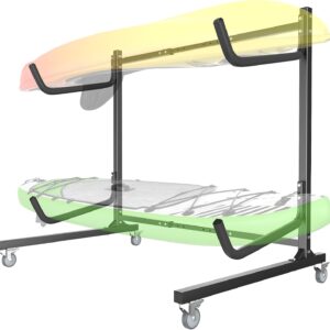 WALMANN Rolling Kayak Rack – 2-Tier Heavy-Duty Storage Stand
