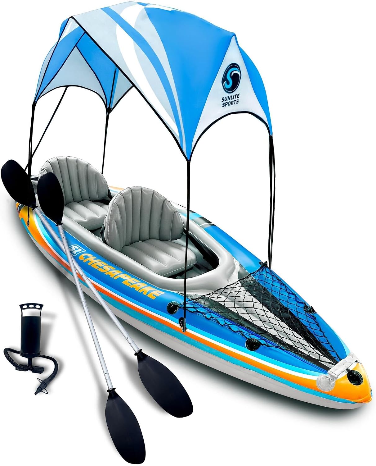 Sunlite Sports 2-Person Inflatable Kayak w/ Canopy & Oars