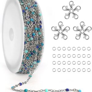 TOAOB 16.4ft Blue Enamel Chain Set for Jewelry Making