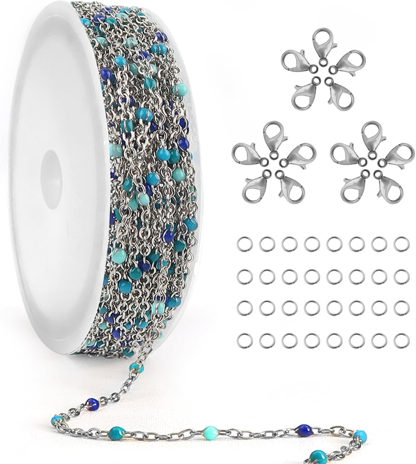 TOAOB 16.4ft Blue Enamel Chain Set for Jewelry Making