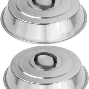 12" Heavy-Duty Cheese Dome Lids (Set of 2) - Stainless Steel