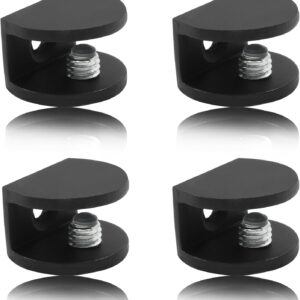 Litoexpe 8-Pc Frameless Glass Shelf Brackets, Matte Black