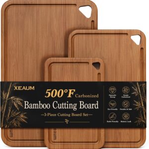 Xeaum Bamboo Cutting Board Set (3-Pcs, Includes Mats)