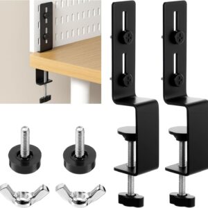 2-Pack Black Desk Clamp Pegboard Brackets