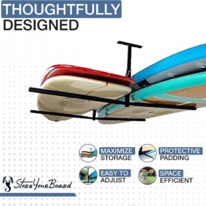 StoreYourBoard Paddle Board Garage Rack - Ceiling Mount Organizer