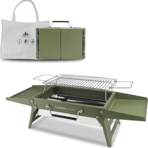 Charmline Foldable Charcoal BBQ Grill - 14x9", Green
